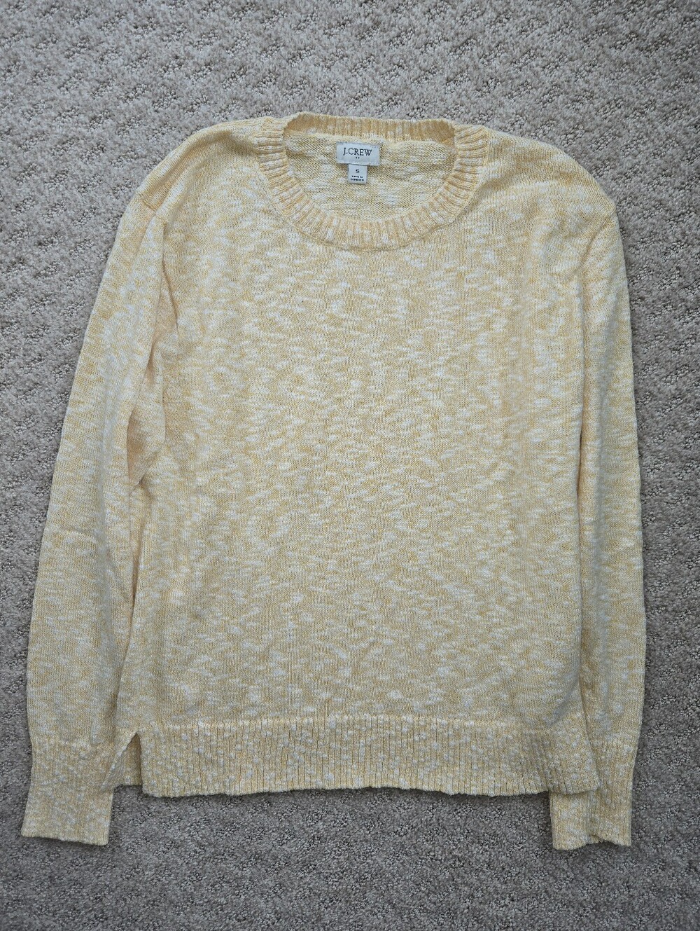 J. Crew Women's Marled Pale Yellow Beach Crewneck Sweater